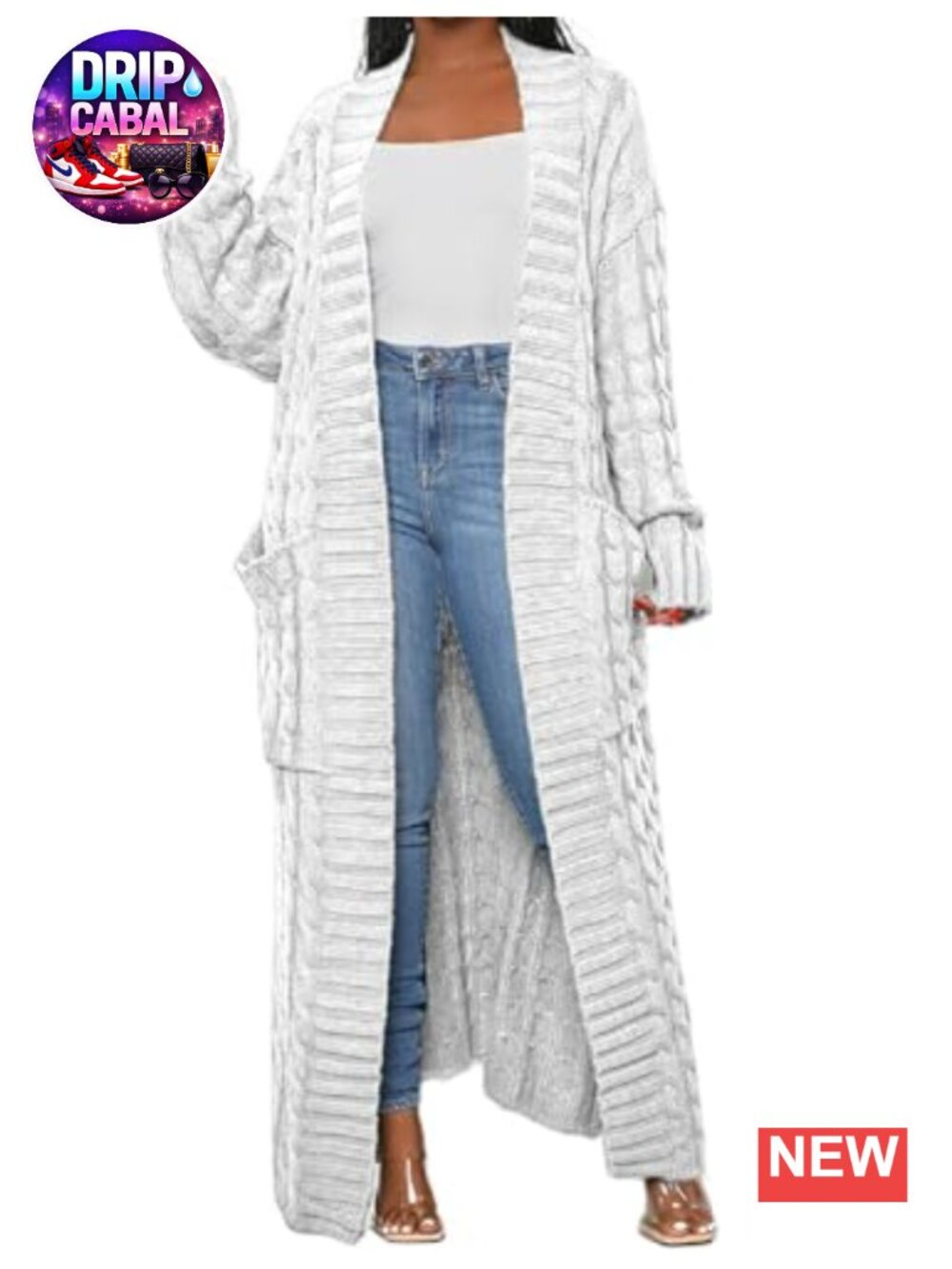 Cable Knit Chunky Dual Pocket Long Maxi Cardigan